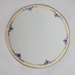 Antique Lucin Dwiht 1913 Porcelain Dinner Plate With Violet Floral & Gold Trim
